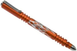 Rick Hinderer Investigator Pen Flames Aluminium Matte Orange, Tactical Pen